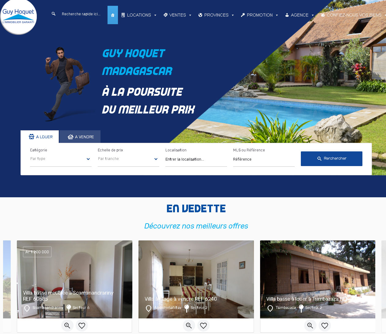 Site immobilier - Guy Hoquet Madagascar